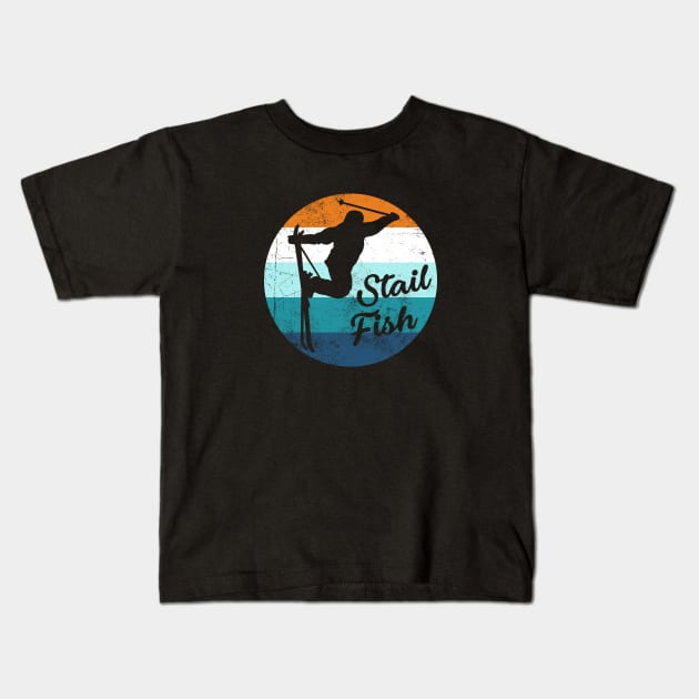 Stail Fish Grab | 70's Vintage Ski Bum Silhouette Kids T-Shirt by jpmariano